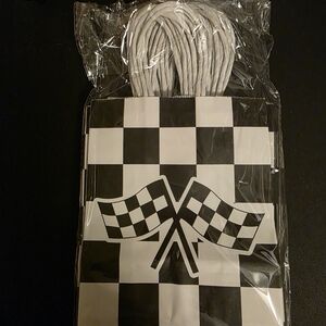 16Pcs Checkered Flags‎ Racing  Party Favor Bags, Black and White 8x6x3 in.